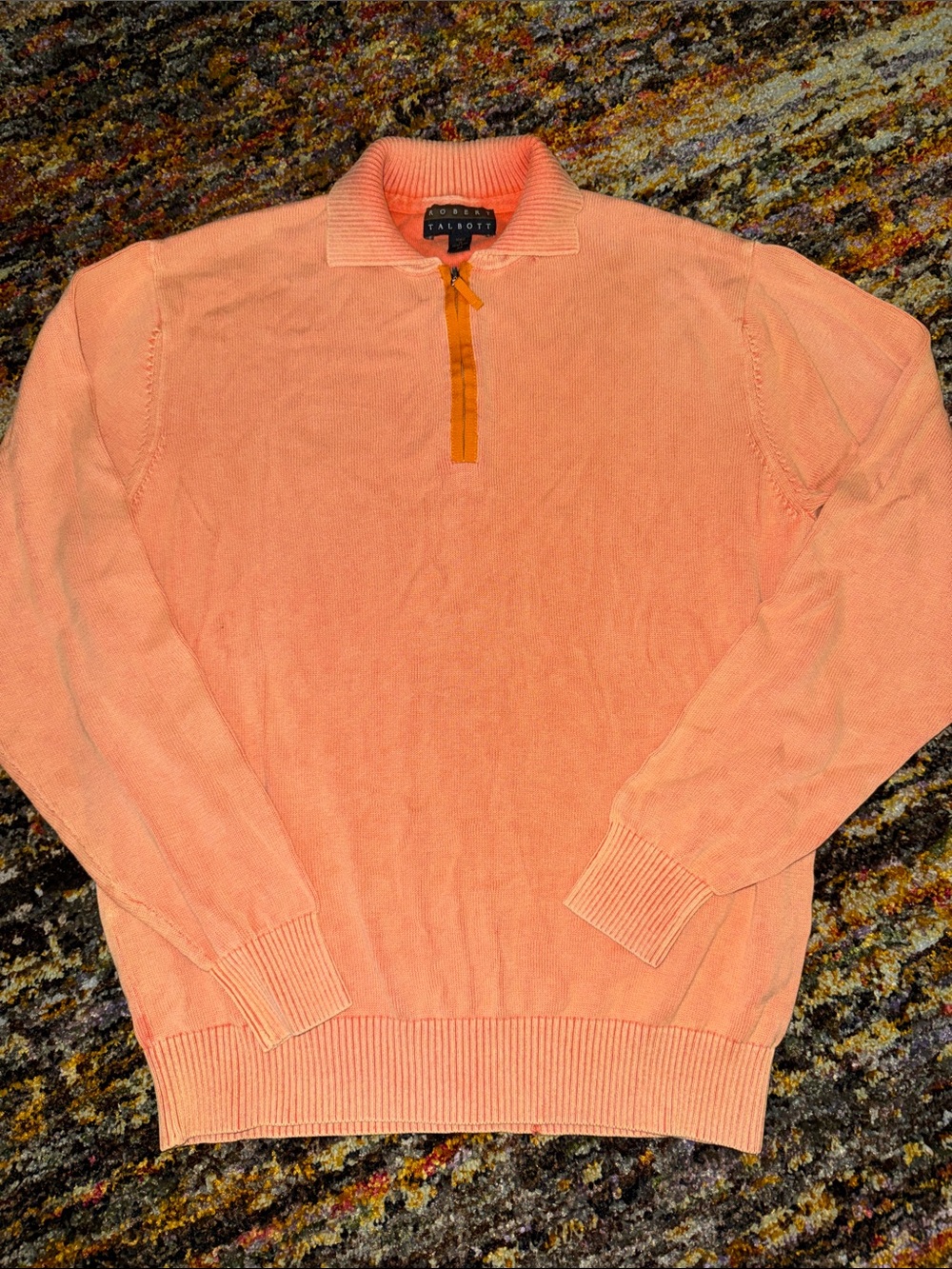 Men's Orange Zip-Neck Sweater M